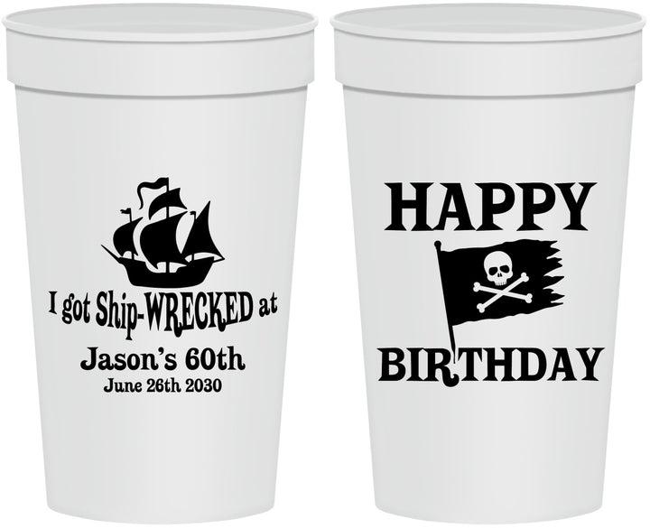 Personalized Birthday 32 oz Stadium Cups - 60th Pirate | 20106