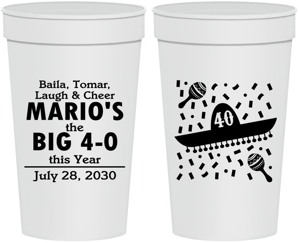 Personalized Birthday 32 oz Stadium Cups - 40th Mexico | 20109