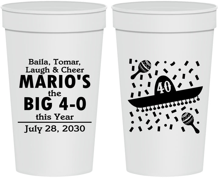 Personalized Birthday 32 oz Stadium Cups - 40th Mexico | 20109