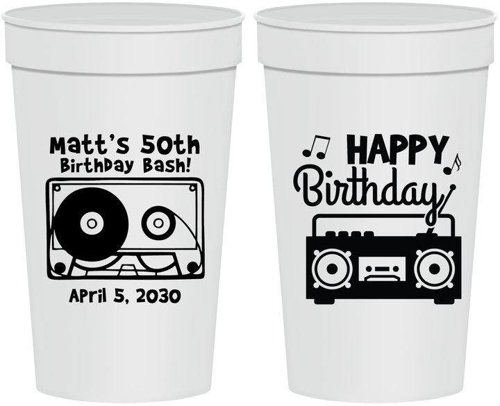 Personalized Birthday 32 oz Stadium Cups - 50th Cassette Tape | 20117