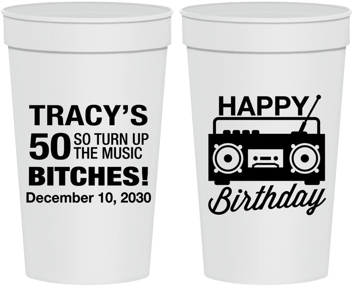 Personalized Birthday 32 oz Stadium Cups - 50th Cassette Tape | 20118
