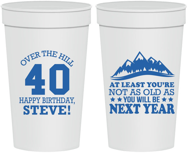 Personalized Birthday 32 oz Stadium Cups - 40th Over The Hill | 20123