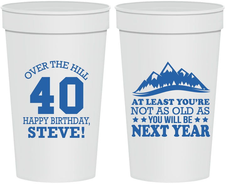 Personalized Birthday 32 oz Stadium Cups - 40th Over The Hill | 20123