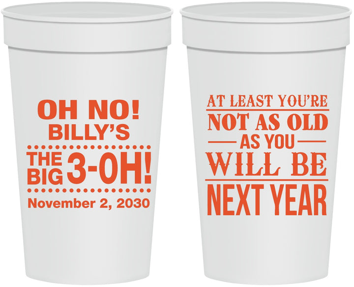 Personalized Birthday 32 oz Stadium Cups - 30th Big 3 Oh | 20125
