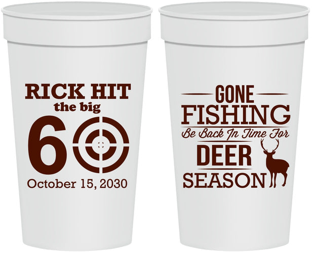 Personalized Birthday 32 oz Stadium Cups - 60th Gone Fishing | 20126