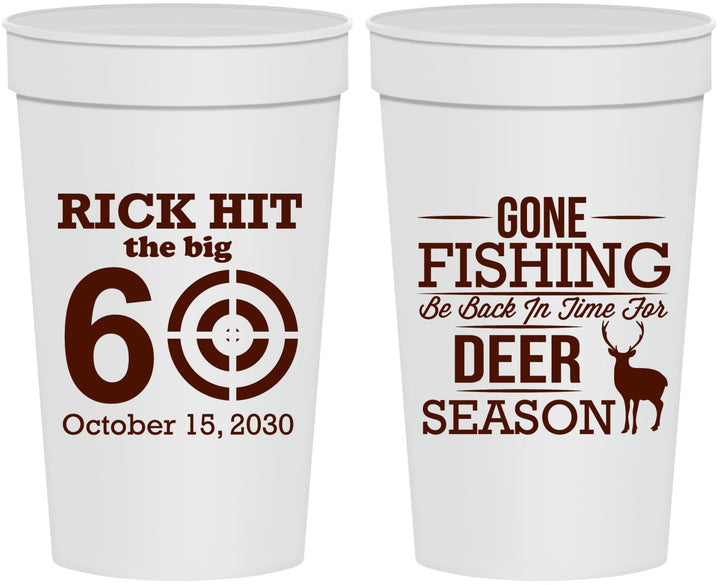 Personalized Birthday 32 oz Stadium Cups - 60th Gone Fishing | 20126