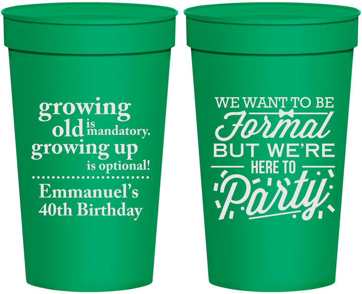 Personalized Birthday 32 oz Stadium Cups - 40th | 20135