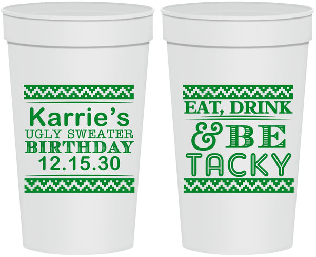 Personalized Birthday 32 oz Stadium Cups - Christmas Eat Drink Tacky | 20137