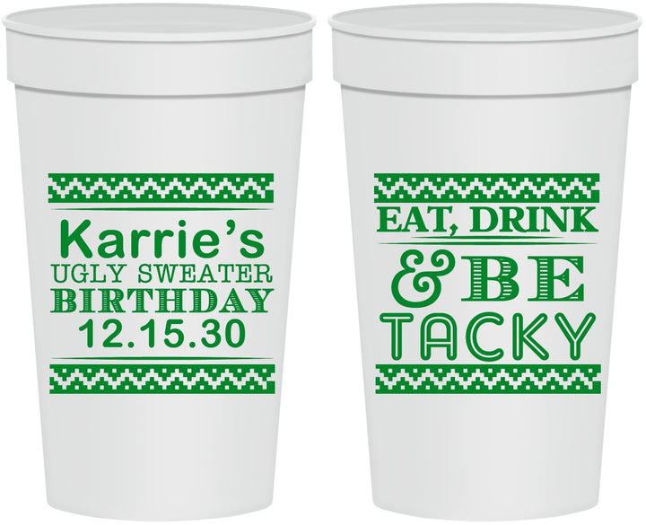 Personalized Birthday 32 oz Stadium Cups - Christmas Eat Drink Tacky | 20137