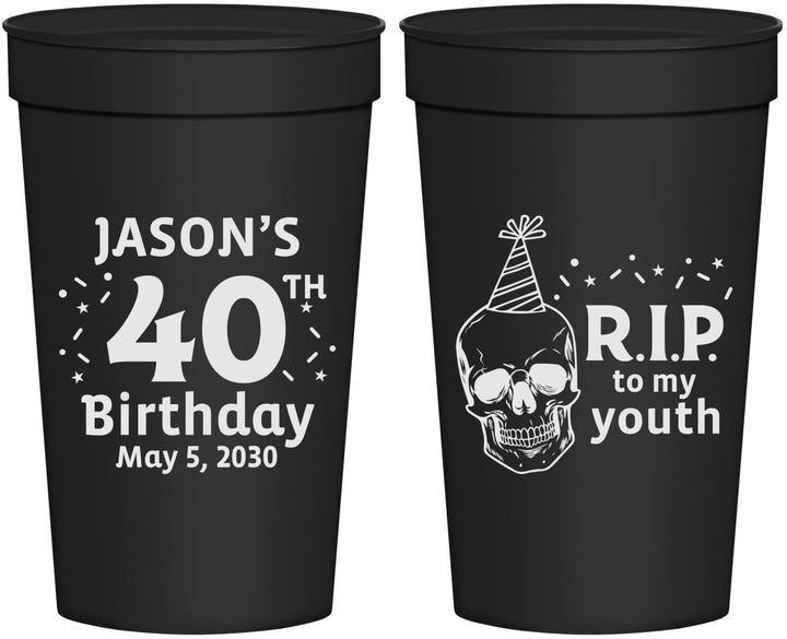 Personalized Birthday 32 oz Stadium Cups - 40th Rip Youth | 20141