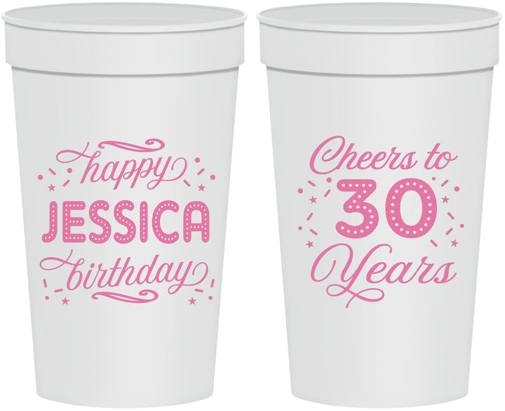 Personalized Birthday 32 oz Stadium Cups - Cheers To 30 Years | 20142