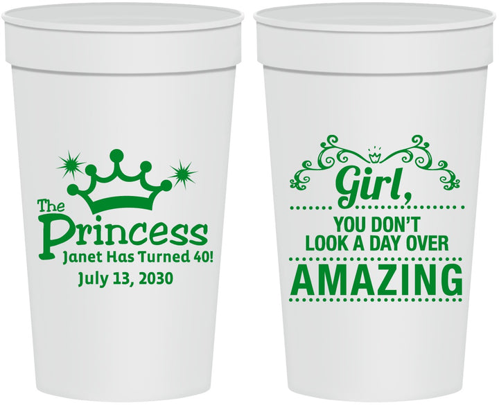 Personalized Birthday 32 oz Stadium Cups - 40th Princess | 20152
