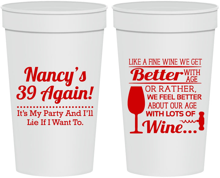 Personalized Birthday 32 oz Stadium Cups - 40th Wine | 20154