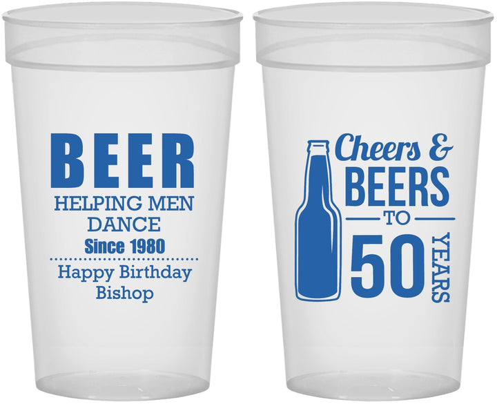 Personalized Birthday 32 oz Stadium Cups - Cheers Beers To 50 Years | 20160