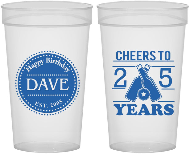 Personalized Birthday 32 oz Stadium Cups - Cheers To 25 Years | 20164