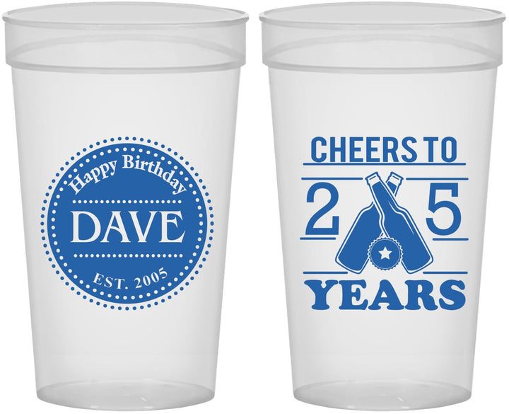 Personalized Birthday 32 oz Stadium Cups - Cheers To 25 Years | 20164