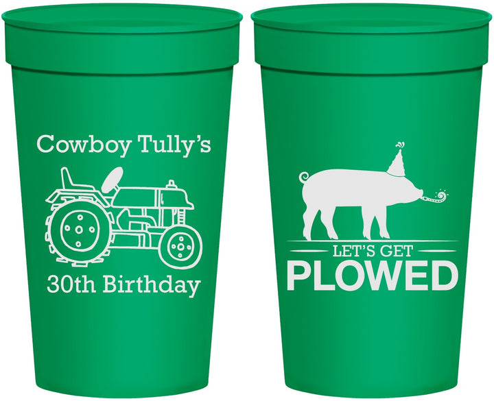 Personalized Birthday 32 oz Stadium Cups - 30th Get Plowed | 20166
