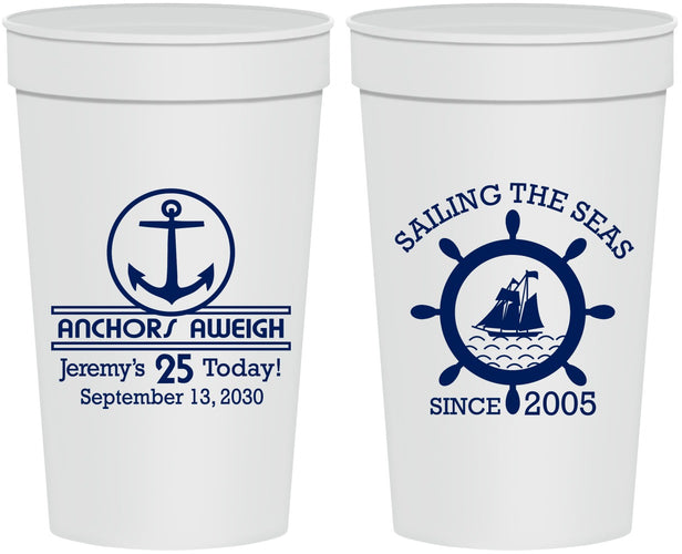 Personalized Birthday 32 oz Stadium Cups - 25th Nautical | 20168