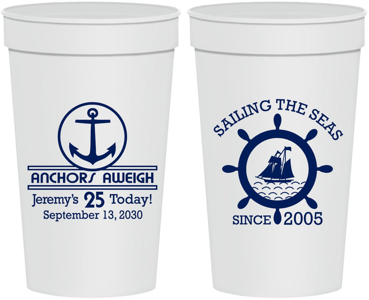Personalized Birthday 32 oz Stadium Cups - 25th Nautical | 20168
