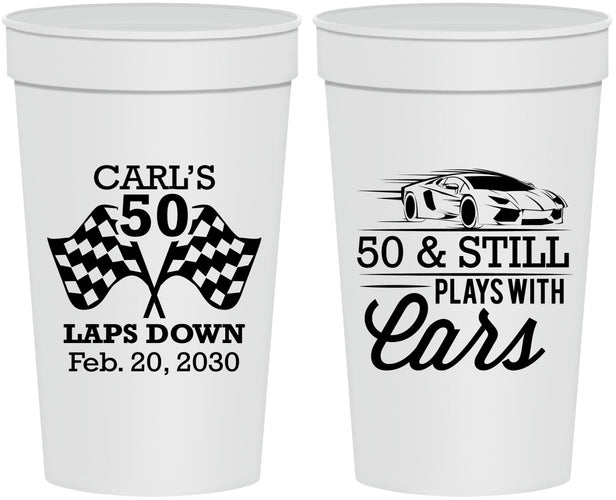 Personalized Birthday 32 oz Stadium Cups - 50th Race Car | 20187
