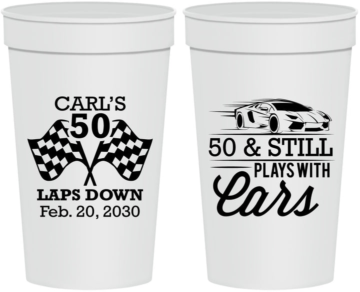 Personalized Birthday 32 oz Stadium Cups - 50th Race Car | 20187