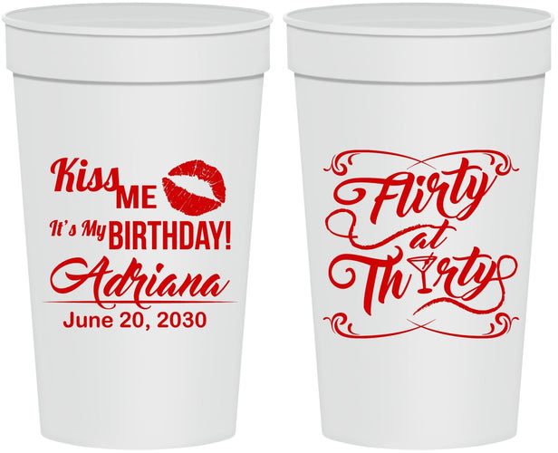 Personalized Birthday 32 oz Stadium Cups - 30th Flirty At Thirty | 20190