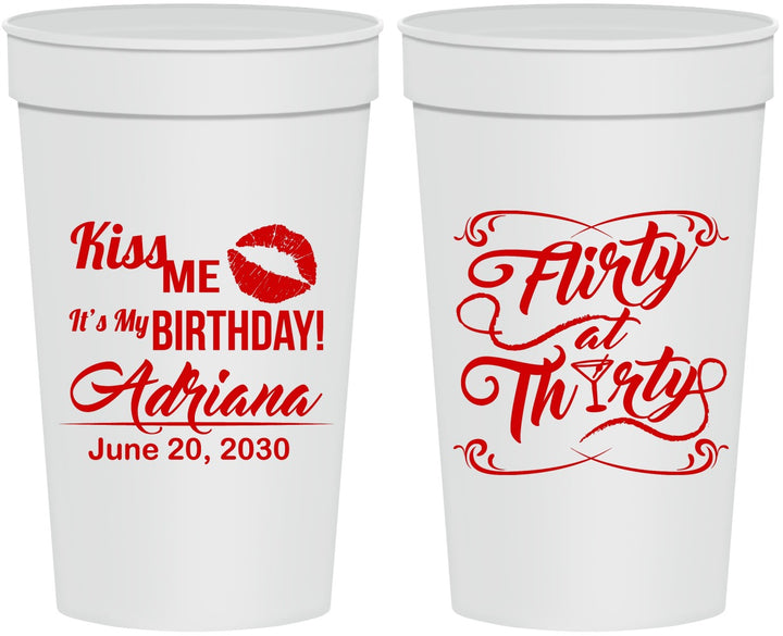 Personalized Birthday 32 oz Stadium Cups - 30th Flirty At Thirty | 20190