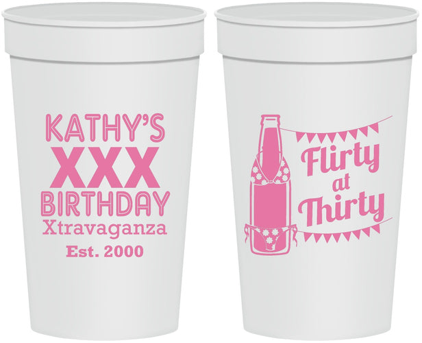 Personalized Birthday 32 oz Stadium Cups - 30th Flirty At Thirty | 20191
