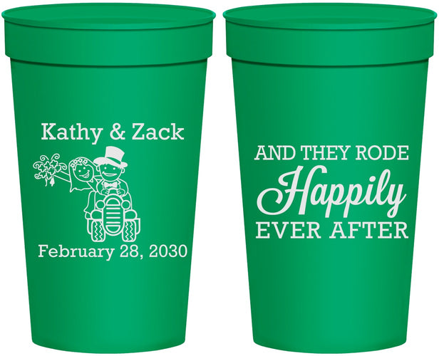 Personalized Wedding 32 oz Stadium Cups - Happily Ever After Tractor | 202