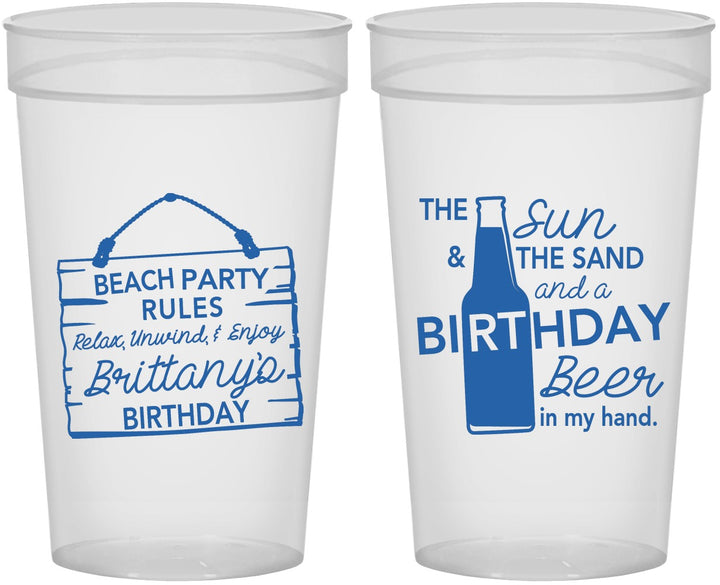 Personalized Birthday 32 oz Stadium Cups - Beach | 20200