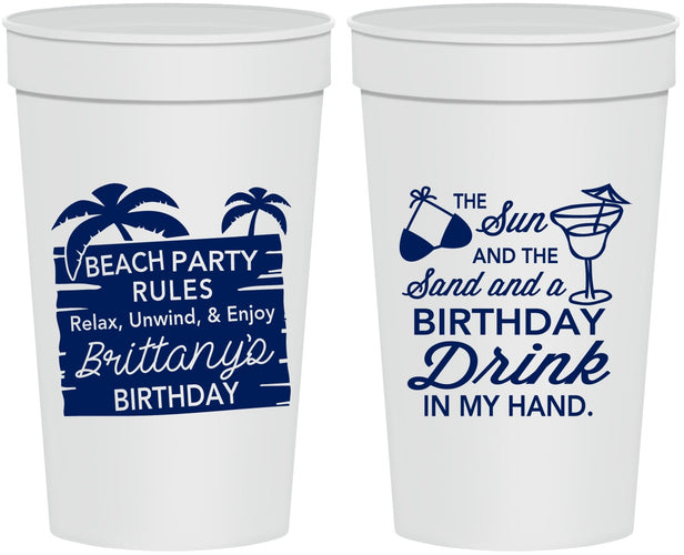 Personalized Birthday 32 oz Stadium Cups - Beach | 20201