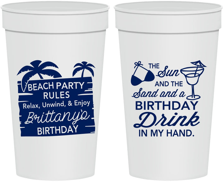 Personalized Birthday 32 oz Stadium Cups - Beach | 20201