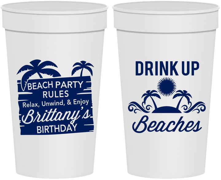 Personalized Birthday 32 oz Stadium Cups - Drink Up Beaches | 20206