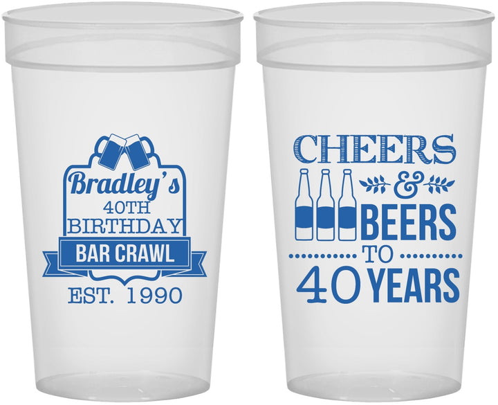 Personalized Birthday 32 oz Stadium Cups - Cheers Beers To 40 Years | 20216