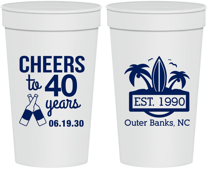 Personalized Birthday 32 oz Stadium Cups - 40th Beach | 20226