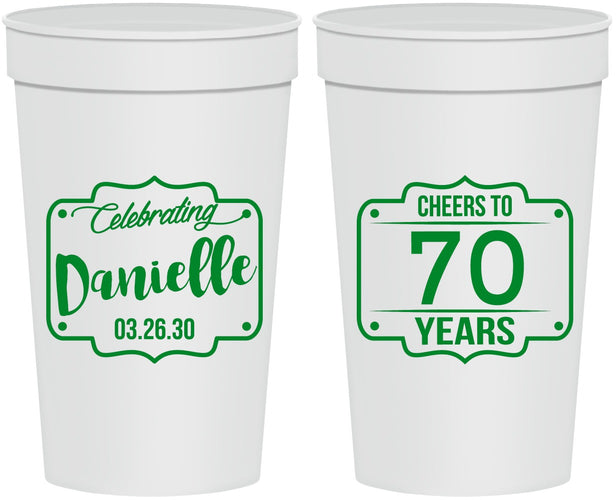 Personalized Birthday 32 oz Stadium Cups - Cheers To 70 Years | 20227