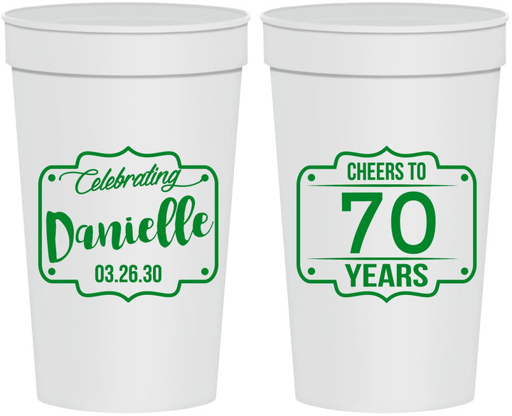 Personalized Birthday 32 oz Stadium Cups - Cheers To 70 Years | 20227
