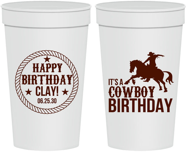 Personalized Birthday 32 oz Stadium Cups - Cowboy | 20229
