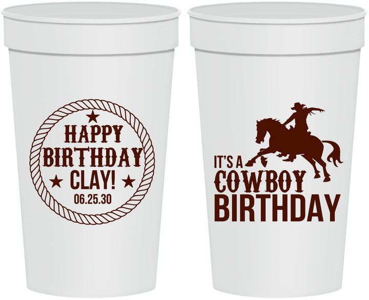 Personalized Birthday 32 oz Stadium Cups - Cowboy | 20229