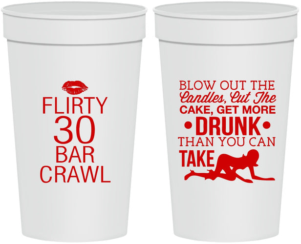 Personalized Birthday 32 oz Stadium Cups - 30th Bar Crawl | 20233