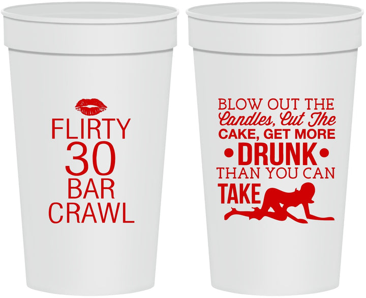 Personalized Birthday 32 oz Stadium Cups - 30th Bar Crawl | 20233