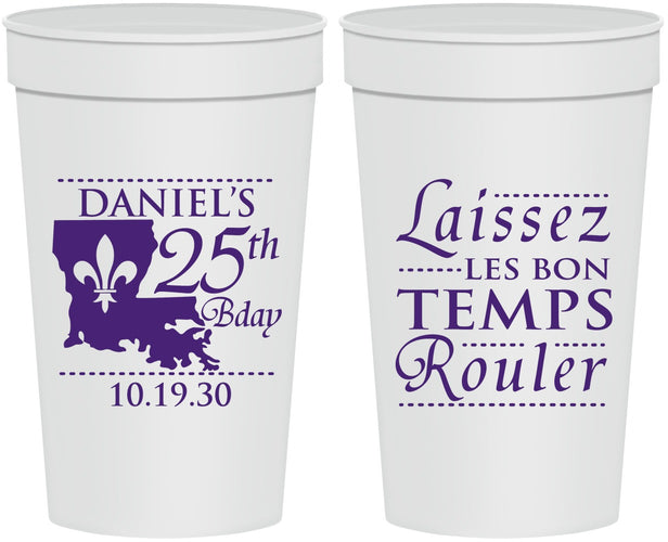 Personalized Birthday 32 oz Stadium Cups - 25th Mardi Gras | 20245