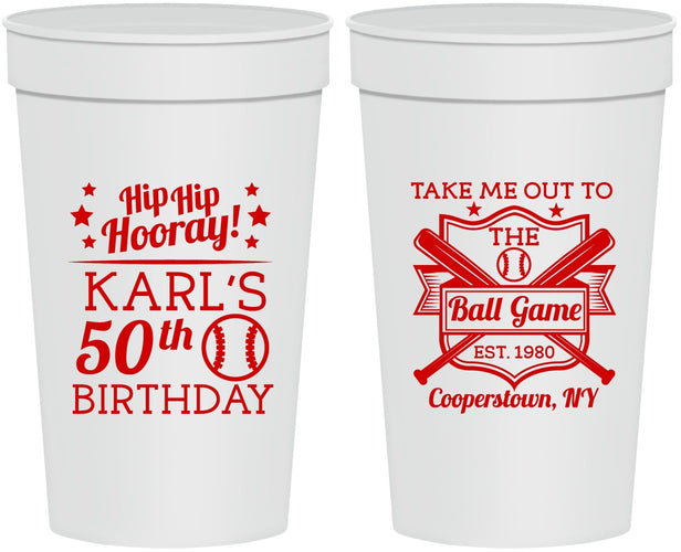 Personalized Birthday 32 oz Stadium Cups - 50th Baseball | 20252