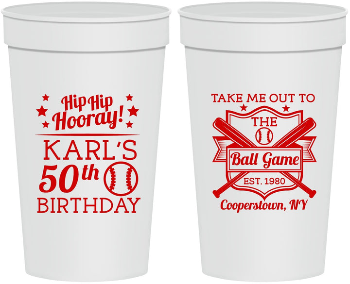 Personalized Birthday 32 oz Stadium Cups - 50th Baseball | 20252