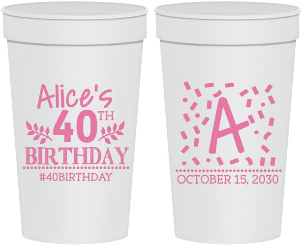 Personalized Birthday 32 oz Stadium Cups - 40th | 20258