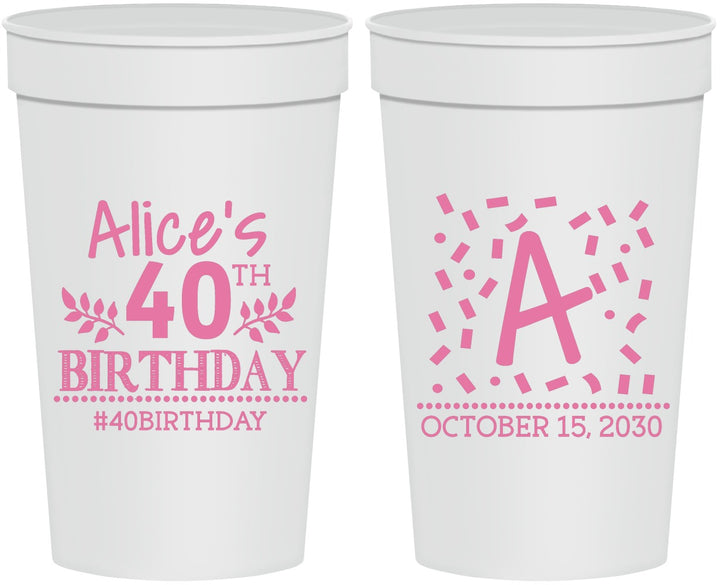 Personalized Birthday 32 oz Stadium Cups - 40th | 20258
