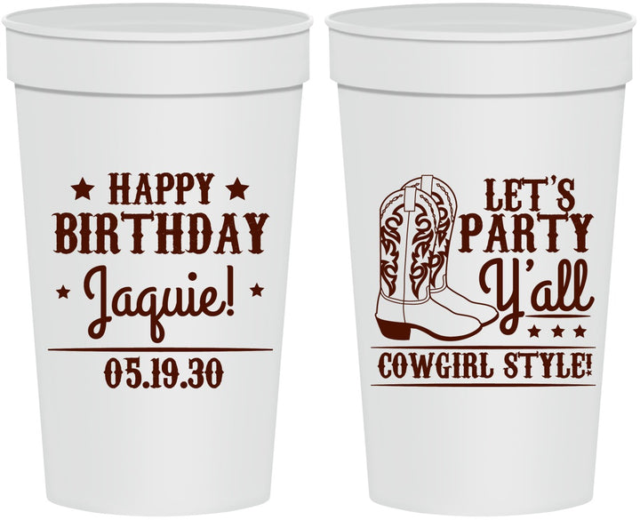 Personalized Birthday 32 oz Stadium Cups - Cowgirl | 20260