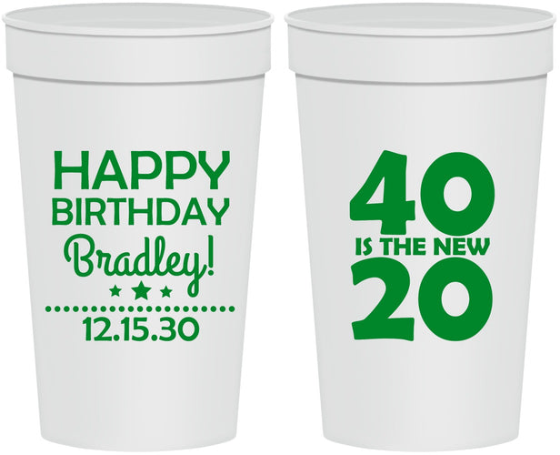 Personalized Birthday 32 oz Stadium Cups - 40 Is The New 20 | 20269
