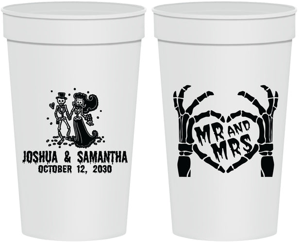 Personalized Wedding 32 oz Stadium Cups - Mr And Mrs Skeleton | 204
