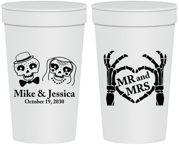 Personalized Wedding 32 oz Stadium Cups - Mr And Mrs Halloween | 206
